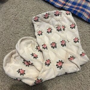 Sezane cream socks with pretty printed flowers GUC